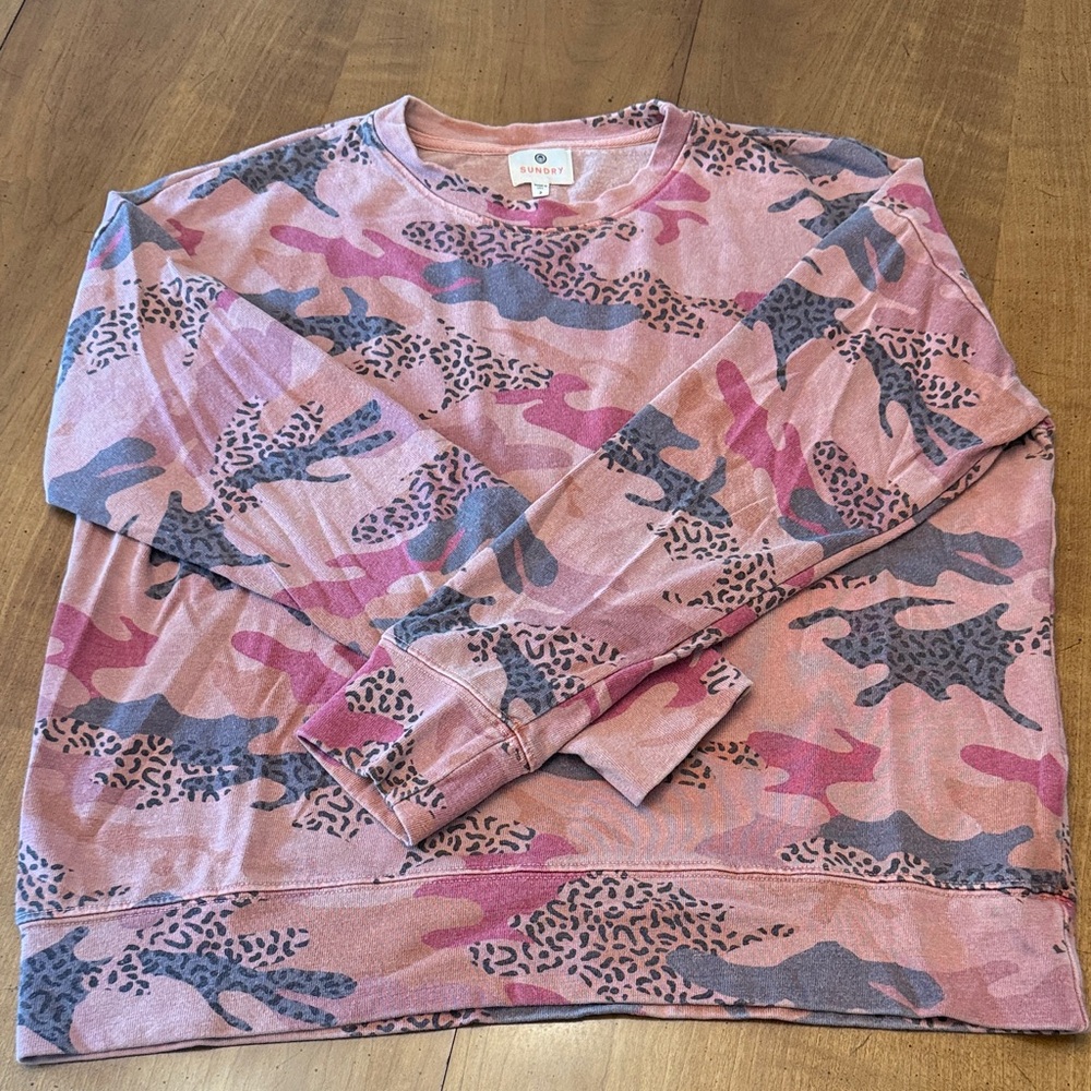 Sundry Pink and Gray Camo Sweatshirt